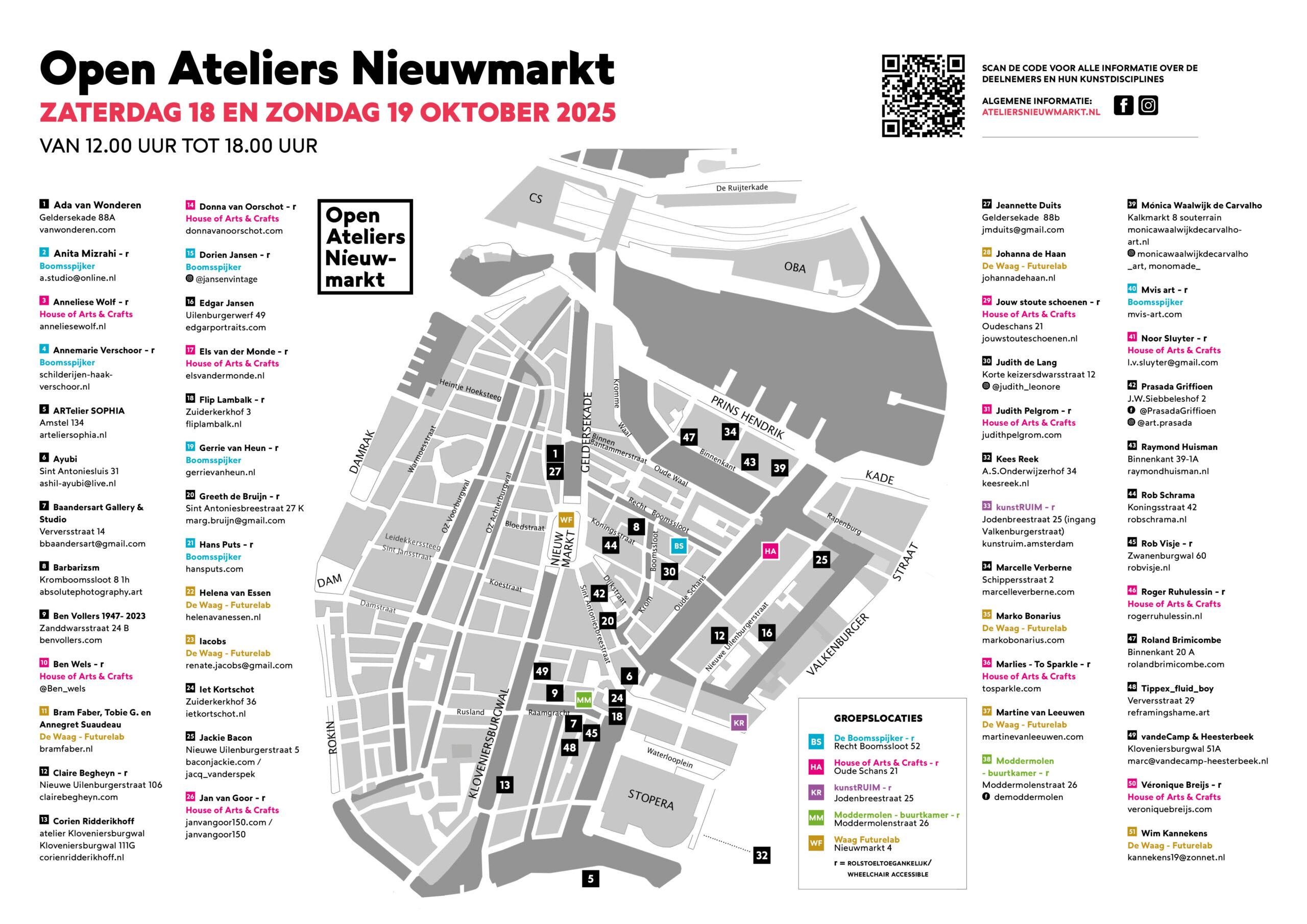 Nummers op de plattegrond corresponderen met de nummers in het bladerboekje